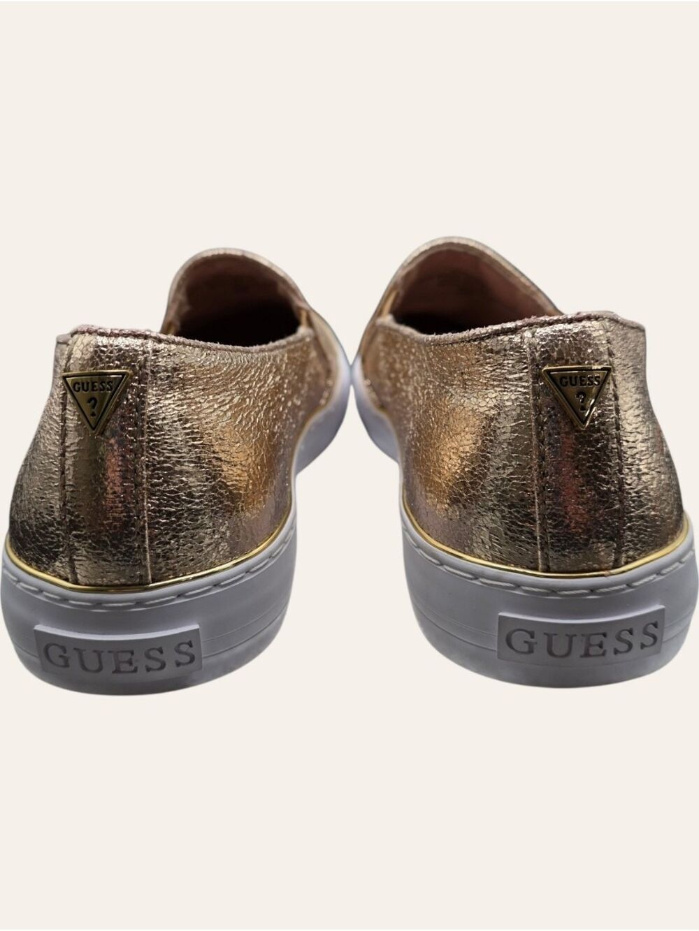 GUESS Gladis Gold Metallic Slip On Sneakers 8.5 Y2K Luxe Streetwear - Picture 5 of 8